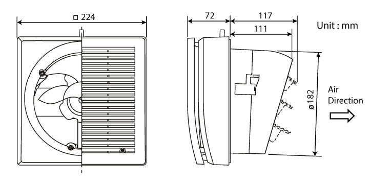 KDK Window Mount Exhaust Fan 6 Inch - 15WHCT