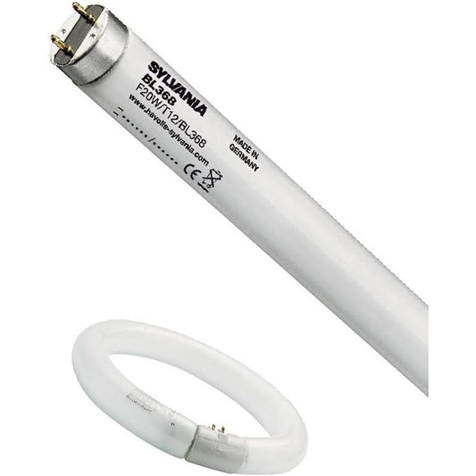 SYLVANIA T8 Black Light Tube Lamp, G13 Socket, 15 Watt, BL368 Blacklight, 10000h Life, Linear Shape, 26 mm Diameter, 450 mm Length, Dimmable, Pack of 1