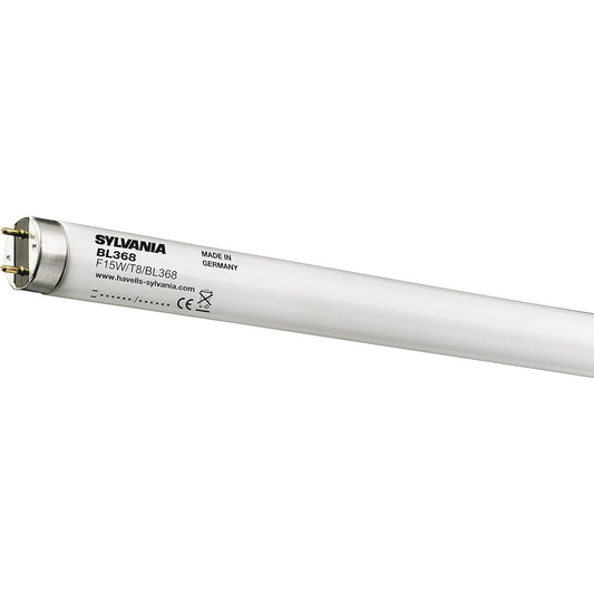 SYLVANIA T8 Black Light Tube Lamp, G13 Socket, 15 Watt, BL368 Blacklight, 10000h Life, Linear Shape, 26 mm Diameter, 450 mm Length, Dimmable, Pack of 1