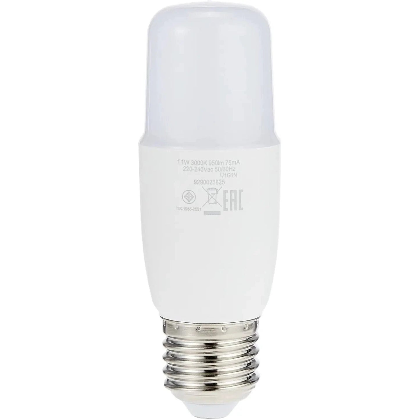 Philips Essential DL Stick LED Bulb, 11W, E27 base, 3000K warm white, front view.
