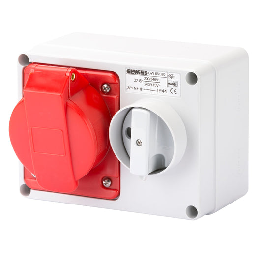 Gewiss GW66020 Interlocked Horizontal Socket Outlet 32A 3P+N+E – IP44