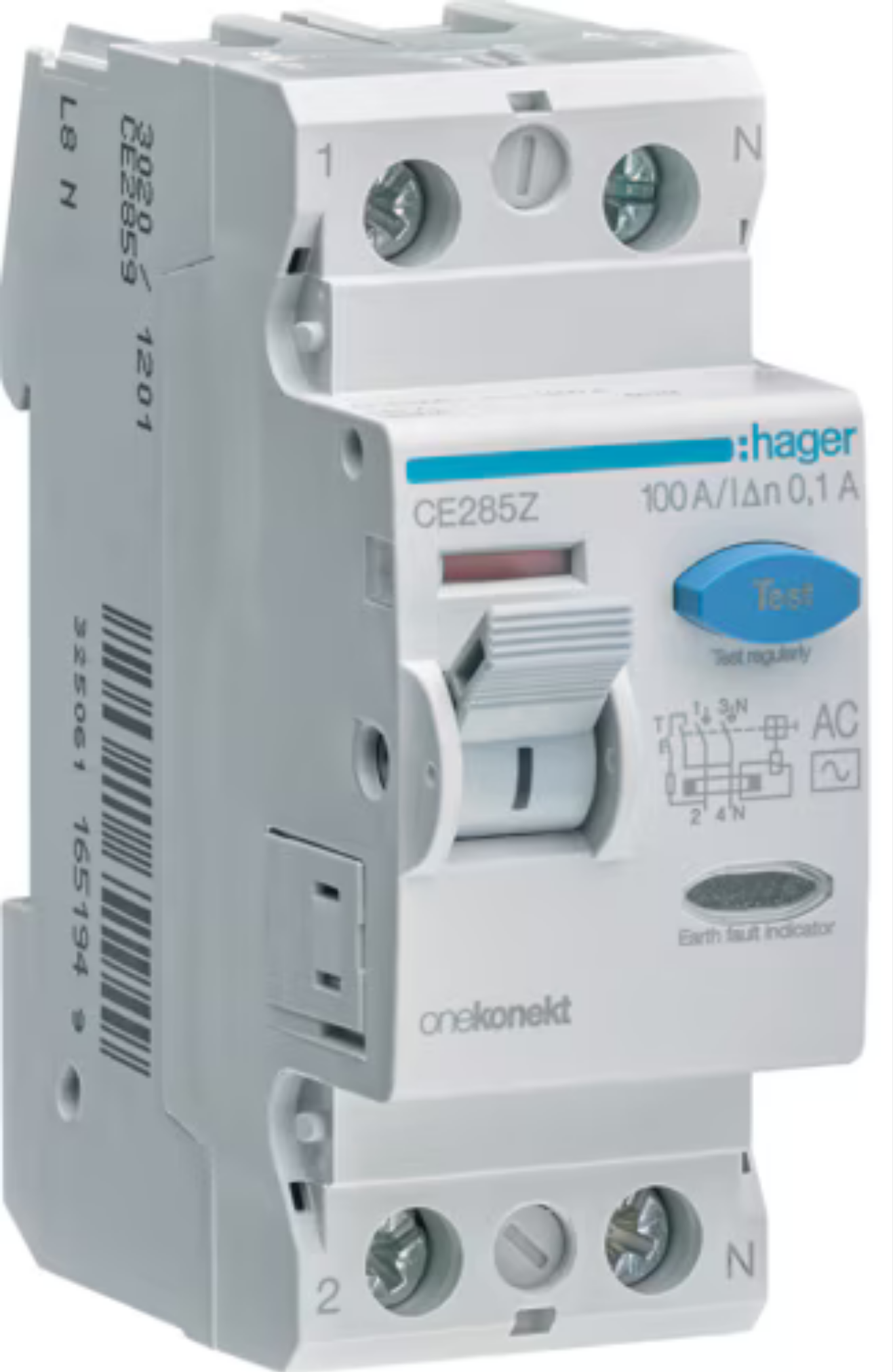 Hager 100A 2P 100MA ELCB/RCCB CE285Z