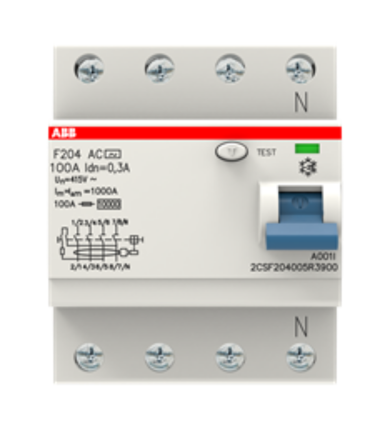 ABB ELCB/RCCB 100A 4P 300MA F204 100A/0.30