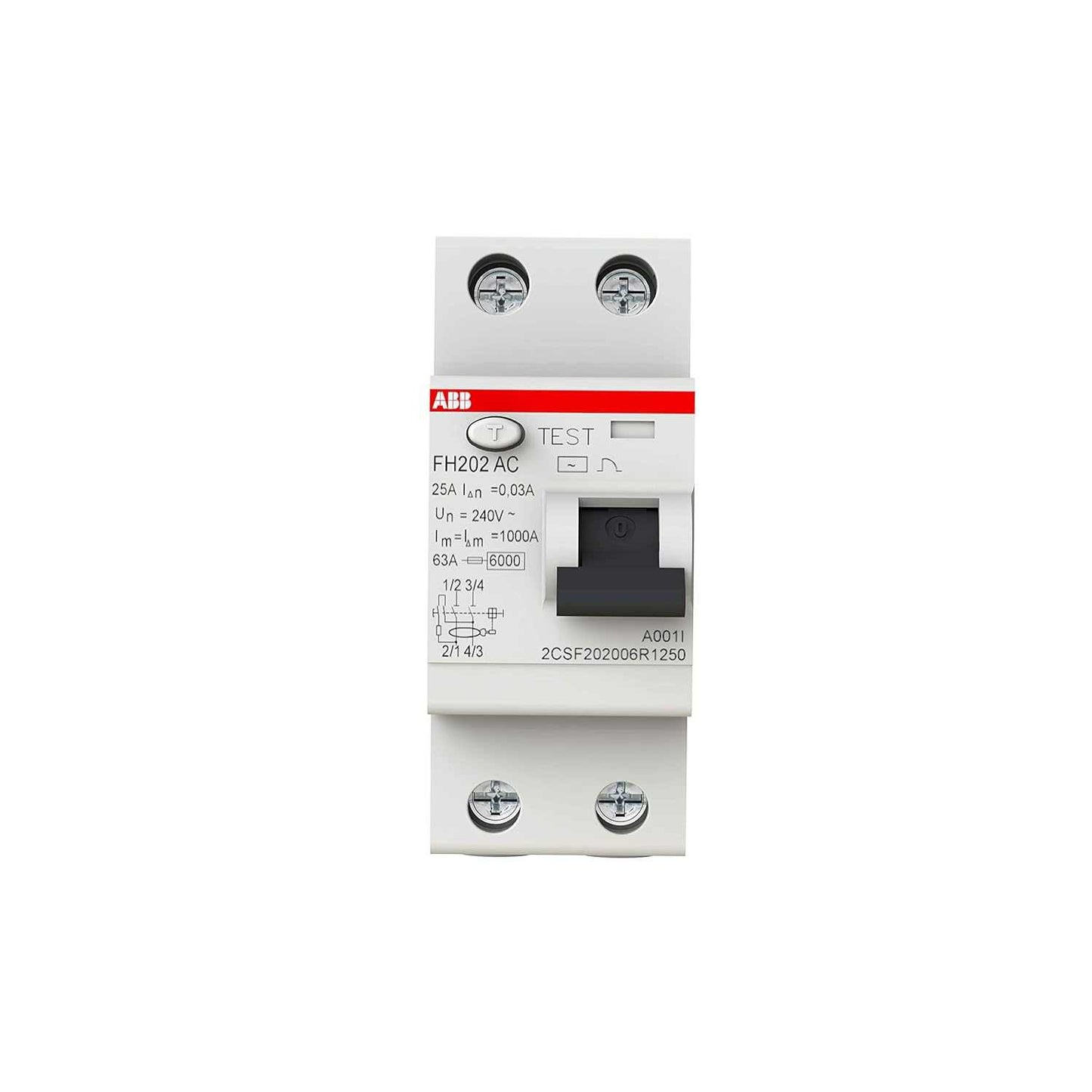 ABB Earth Leakage Circuit Breaker (ELCB/RCCB) 25A 2P 30MA FH202 25A/0.03/2P 2CSF202006R1250 - Deluxe Electricals