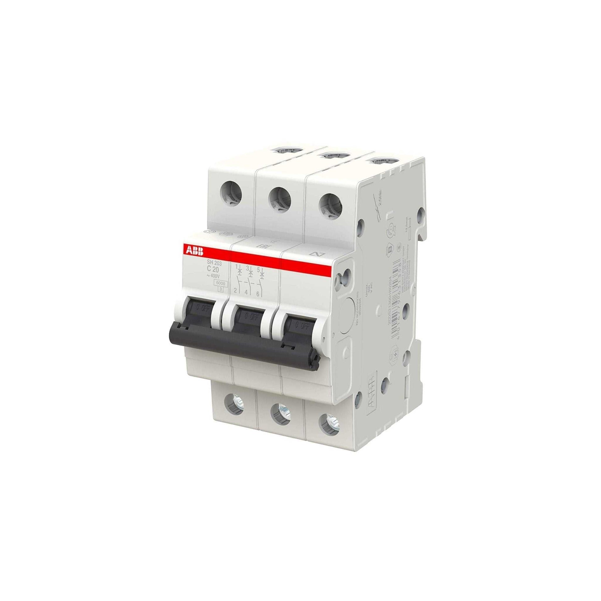 ABB Miniature Circuit Breaker - SH203-C20 Three Pole - 20 Ampere - Deluxe Electricals