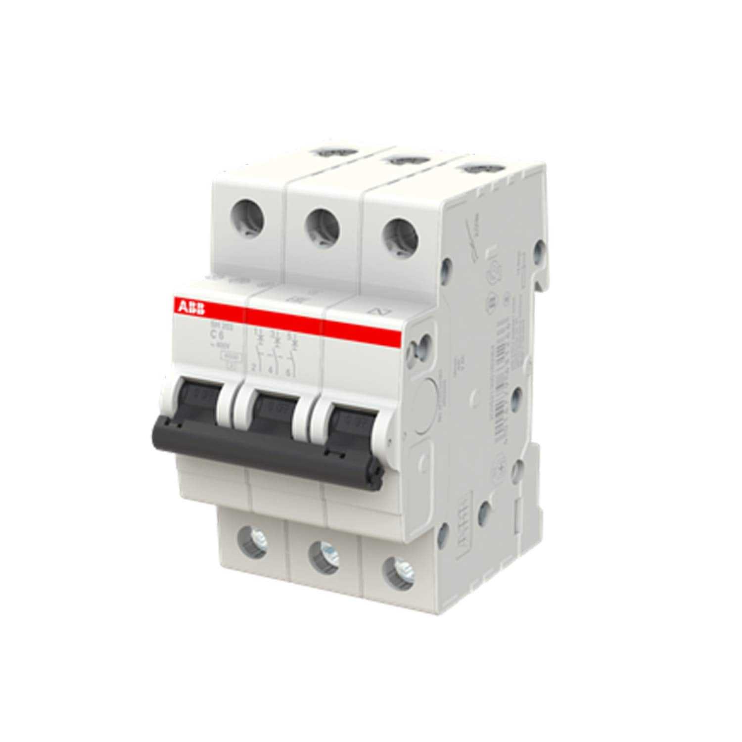 ABB SH203-C6 Miniature Circuit Breaker, 3 Pole, 6 Amp (ABB2CDS213001R0064) - Deluxe Electricals
