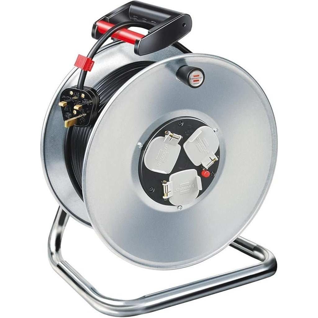 Brennenstuhl Garant Steel 13A 3-way socket Cable Reel , Made in Germany - Deluxe Electricals