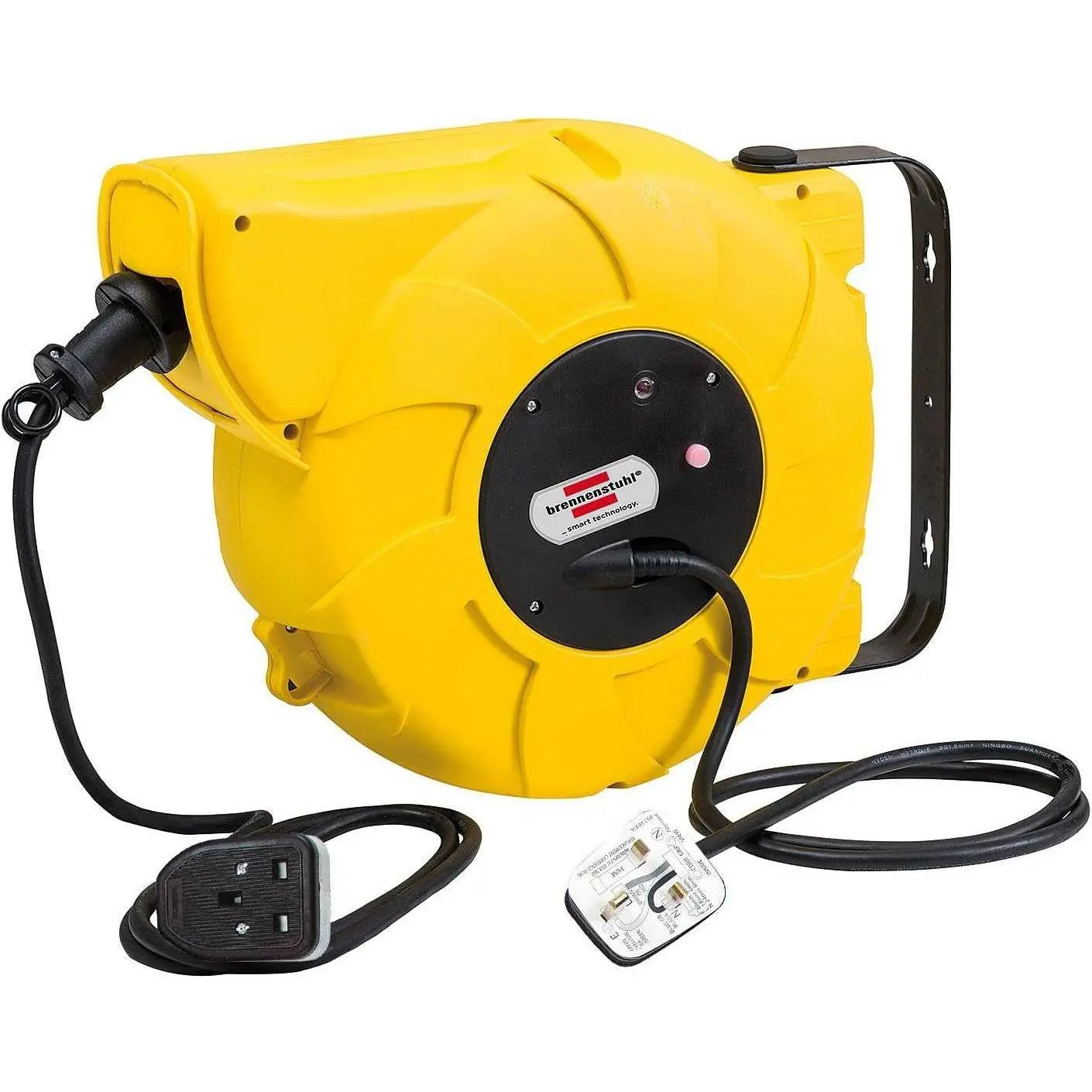 Brennenstuhl automatic rewind cable reel 1241003300, yellow with black control plate, 16+2 m H07RN-F 3G1,5 Schuko plug.