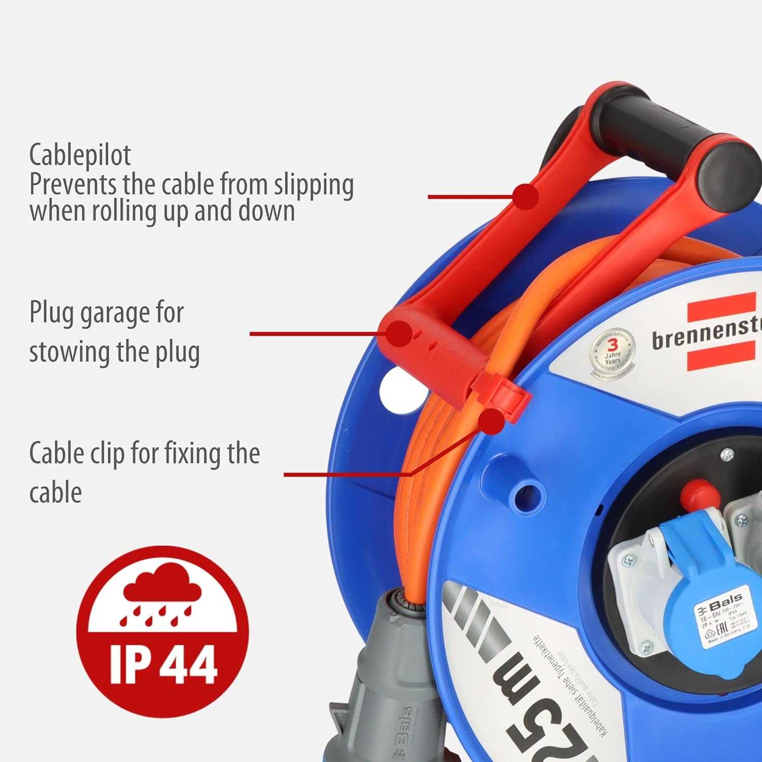 Brennenstuhl Garant 2-Socket Cable Reel IP44 25Mtr 1182760100 - Deluxe Electricals
