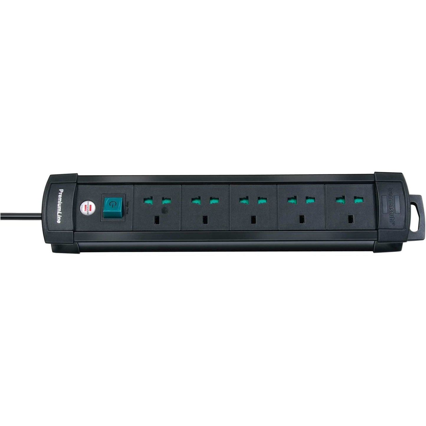 Brennenstuhl Premium-Line Multistandard, 5-way extension lead with 5m Universal extension cable, Made in Germany - Deluxe Electricals