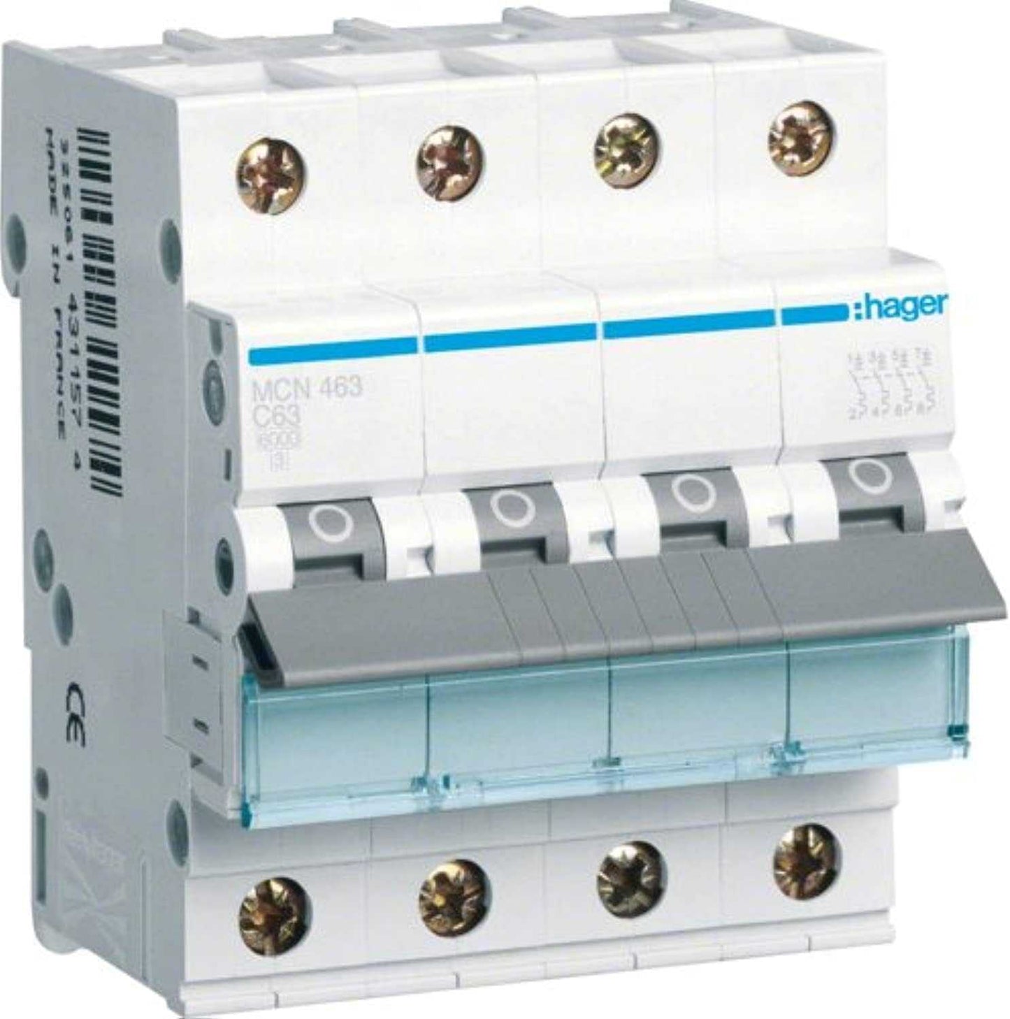 HAGER Miniature circuit breaker Four Pole 63A 6KA 4P MCB MCN463 - Deluxe Electricals