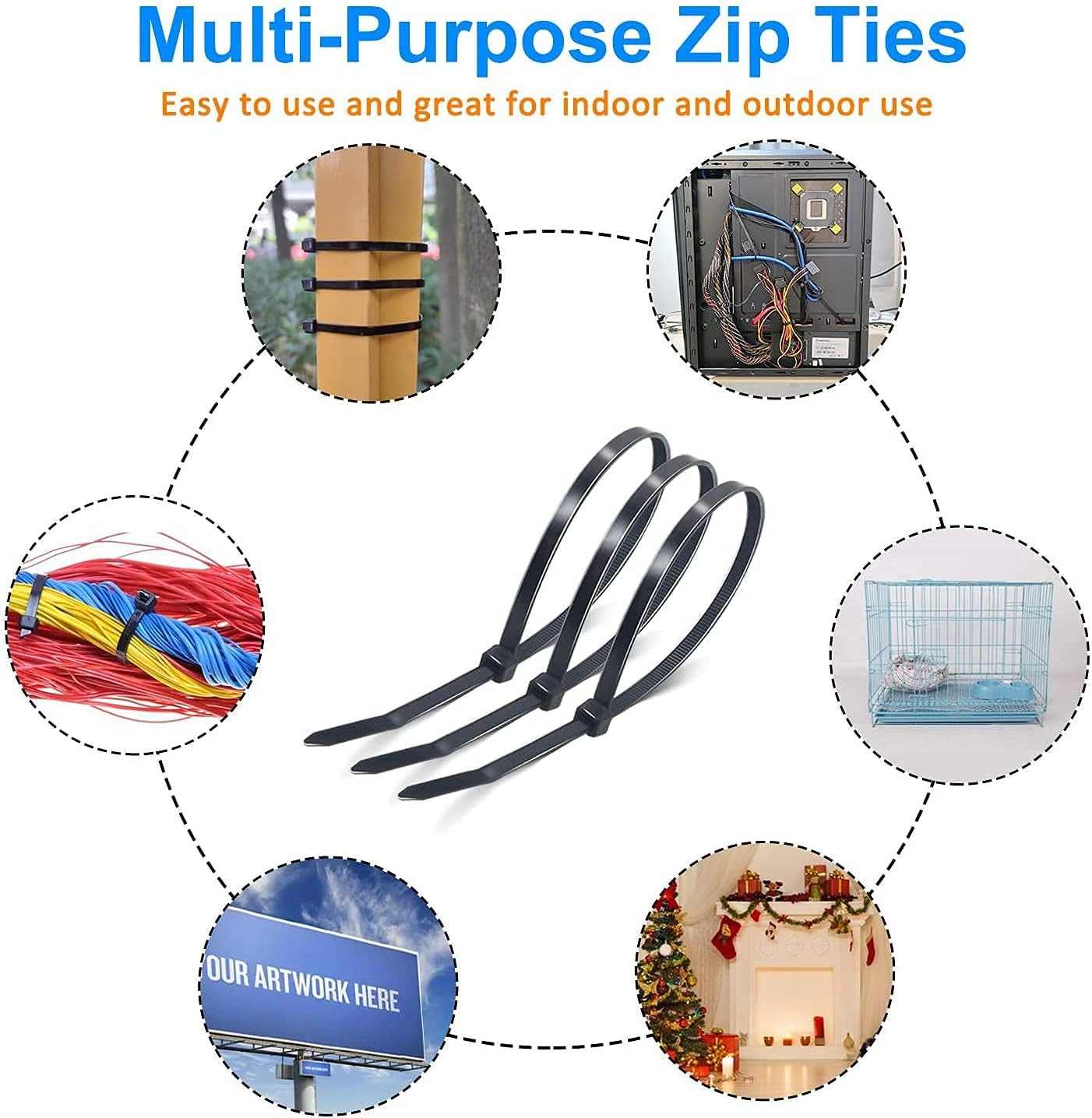 Edge British Standard Cable Zip Ties (Black) - 100 Pieces - Deluxe Electricals