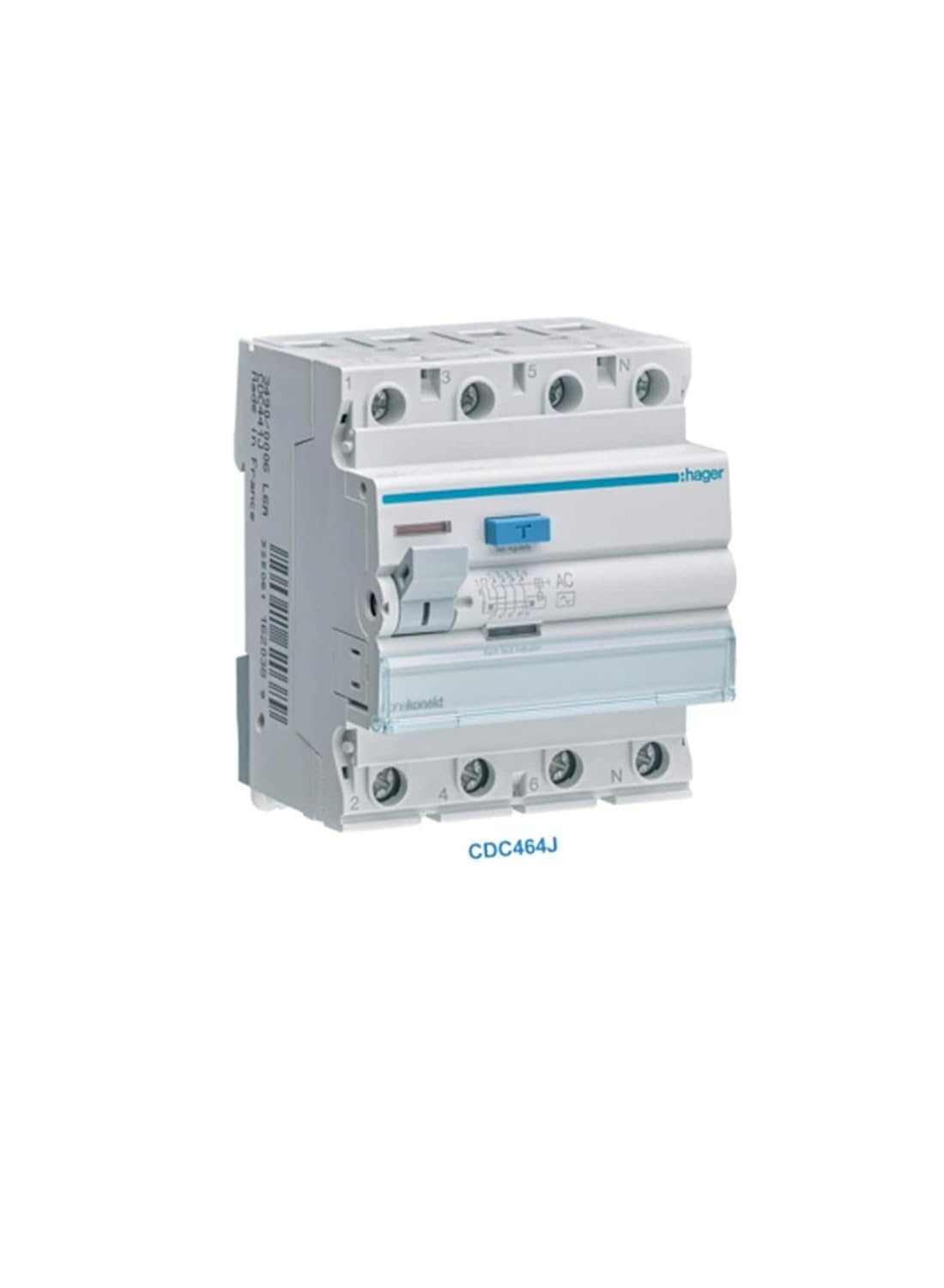 Hager Earth Leakage Circuit Breaker - 63A 4 Pole 30Ma (Elcb/Rccb) Cdc464J - Deluxe Electricals
