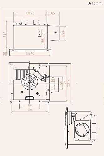 KDK Ceiling Mounted Exhaust Fan,170mm,17CUH - Deluxe Electricals