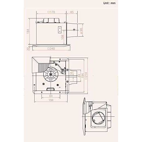 KDK Ceiling Mounted Exhaust Fan,170mm,17CUH - Deluxe Electricals