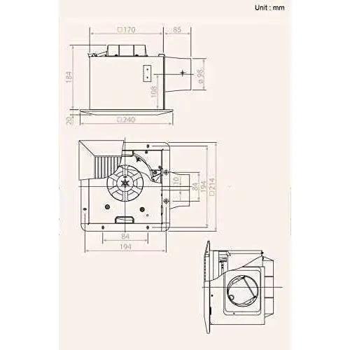 KDK Ceiling Mounted Exhaust Fan,170mm,17CUH - Deluxe Electricals