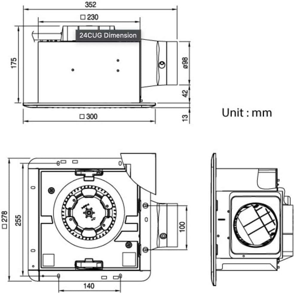 KDK Ceiling Mounted Exhaust Fan,240mm,24CUH - Deluxe Electricals