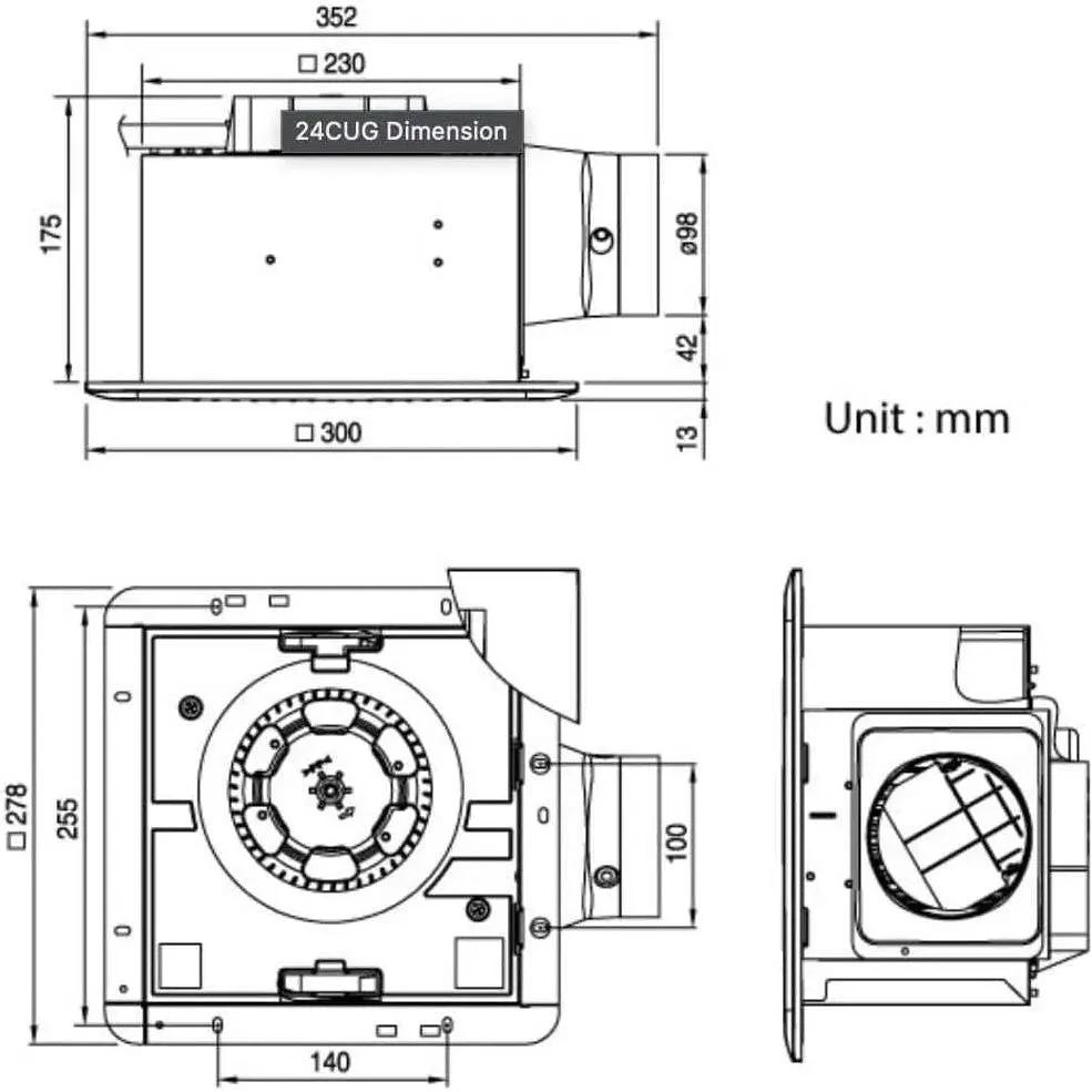 KDK Ceiling Mounted Exhaust Fan,240mm,24CUH - Deluxe Electricals