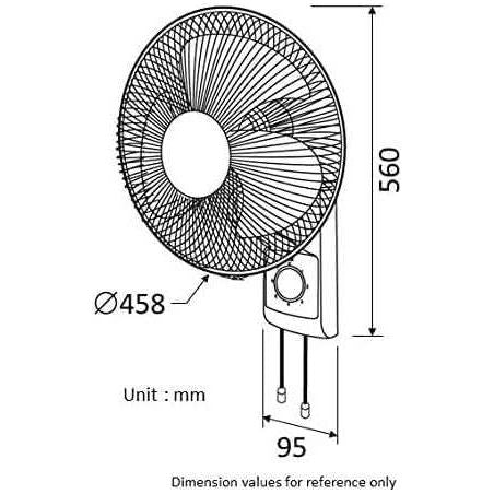 KDK 3-Speed Wall Mounted Fan with Metal Blade 16" M40C (Blue) - Deluxe Electricals
