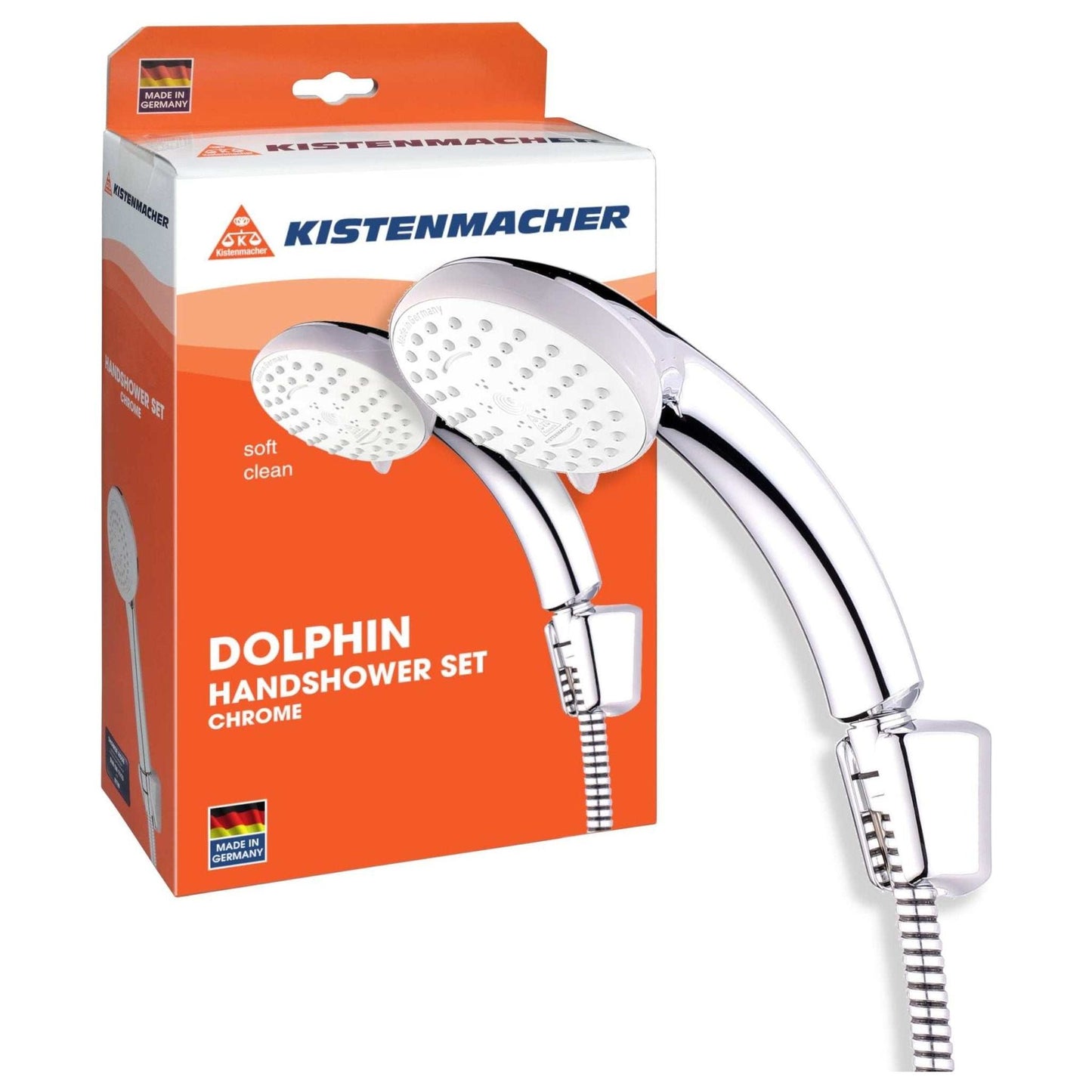 Kistenmacher Handshower Set Dolphin, 3-way shower head with hose and wall holder - Deluxe Electricals