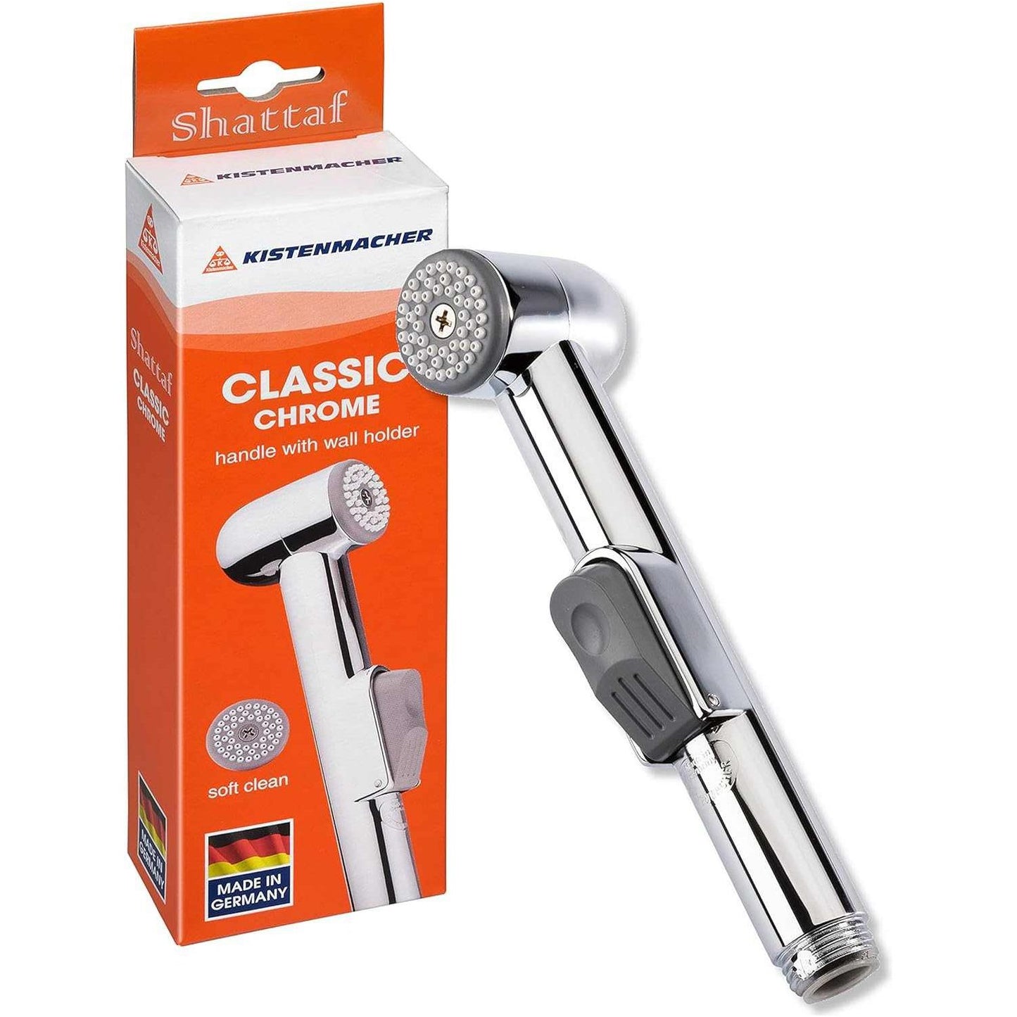 Kistenmacher Bidet sprayer handle CLASSIC chrome, set with replacement bidet handle and wall holder, Made in Germany - Deluxe Electricals