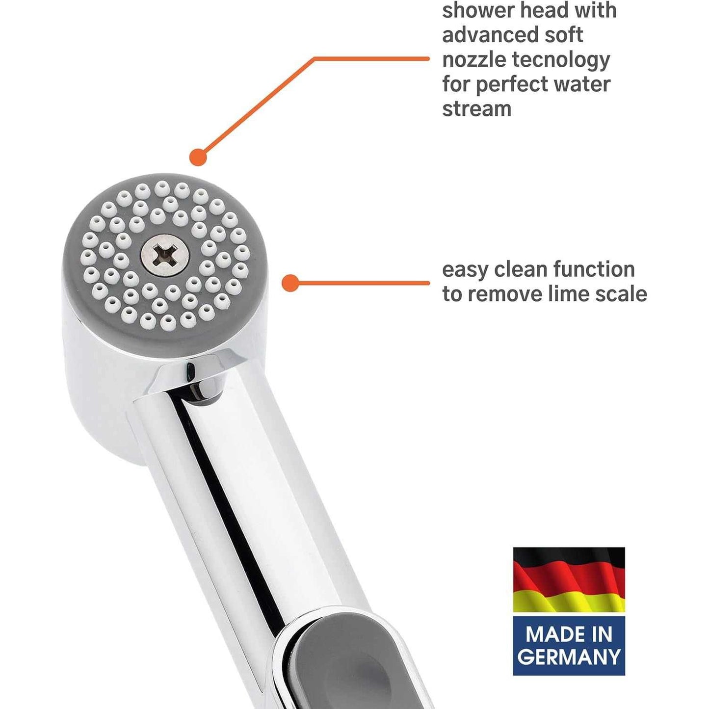 Kistenmacher Bidet sprayer handle CLASSIC chrome, set with replacement bidet handle and wall holder, Made in Germany - Deluxe Electricals