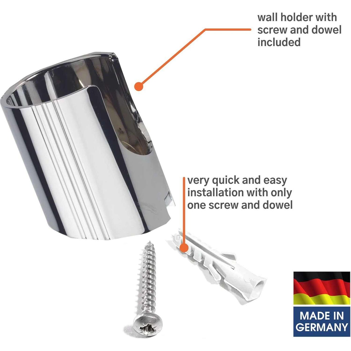 Kistenmacher Bidet sprayer handle CLASSIC chrome, set with replacement bidet handle and wall holder, Made in Germany - Deluxe Electricals