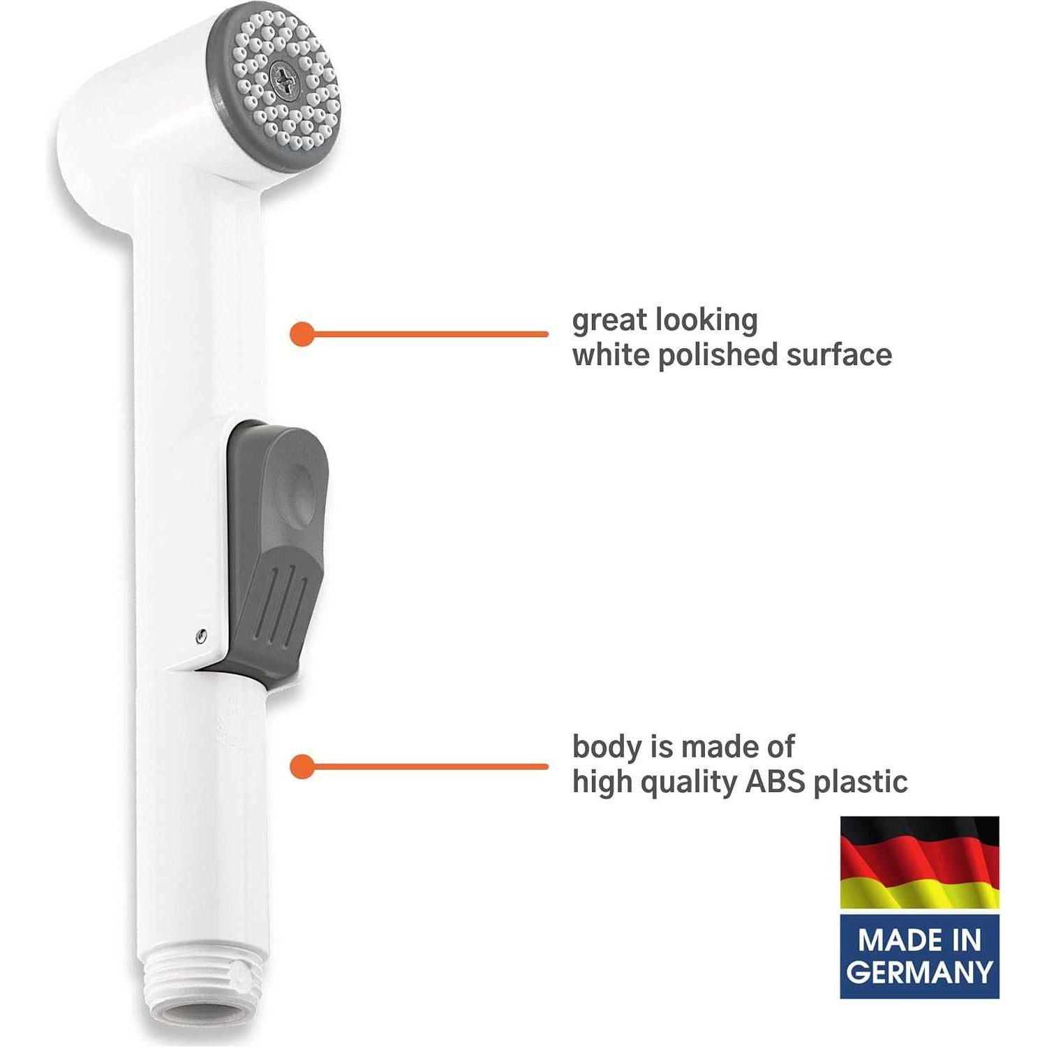 Kistenmacher Bidet sprayer handle CLASSIC white, set with replacement bidet handle and wall holder, Made in Germany - Deluxe Electricals