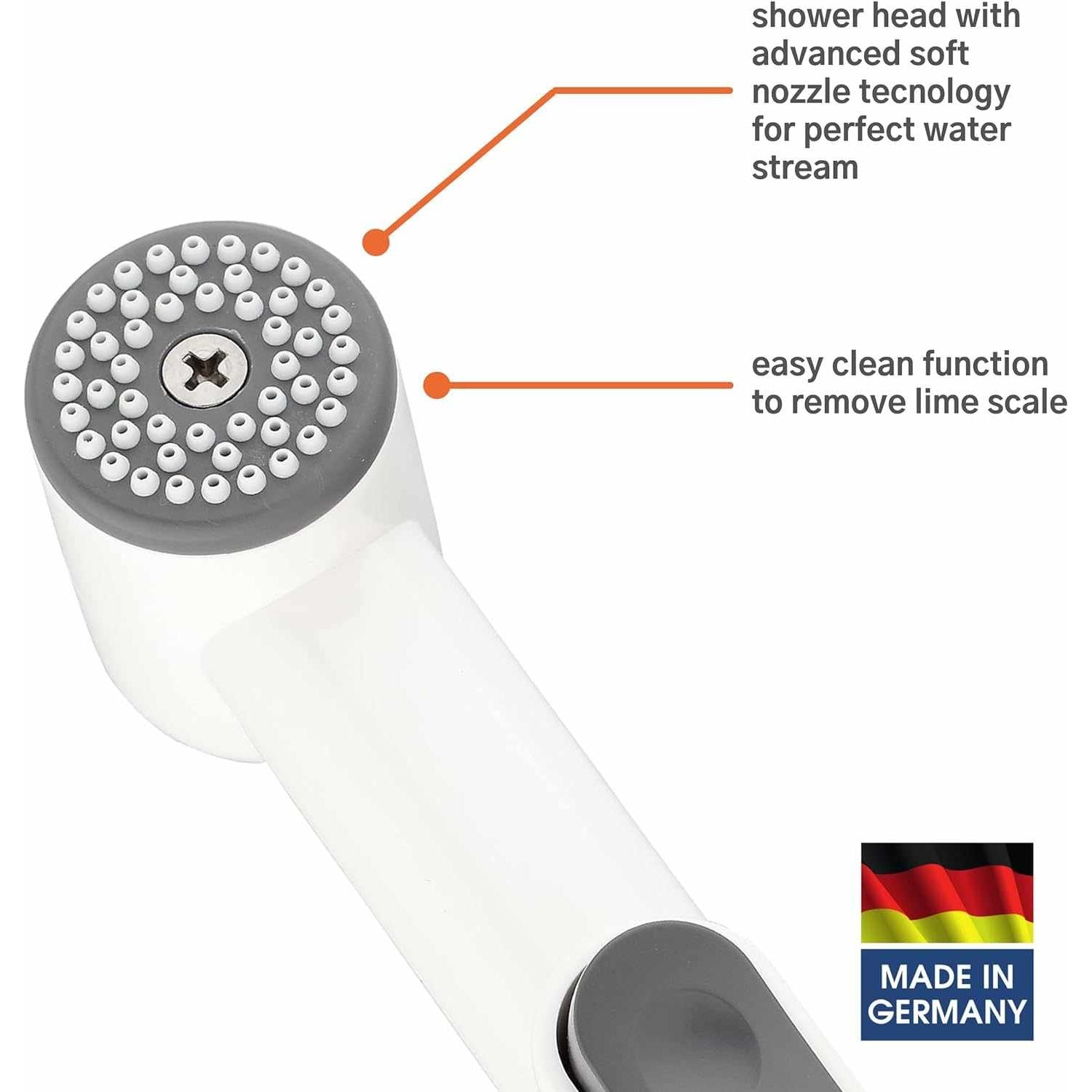 Kistenmacher Bidet sprayer handle CLASSIC white, set with replacement bidet handle and wall holder, Made in Germany - Deluxe Electricals