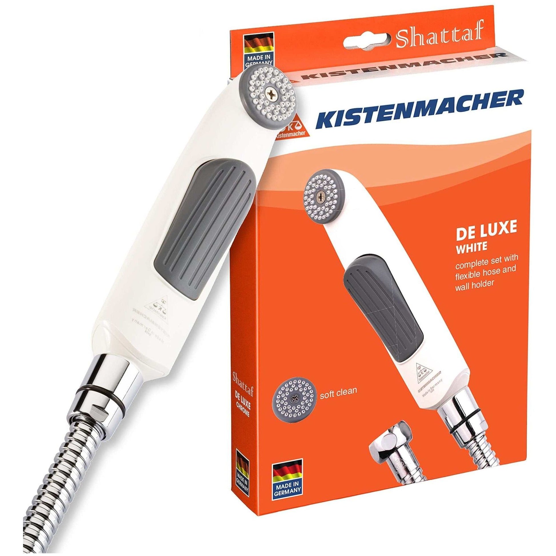 Kistenmacher Deluxe White, complete with Bidet handle and 100 cm flexible metal hose, Made in Germany - Deluxe Electricals