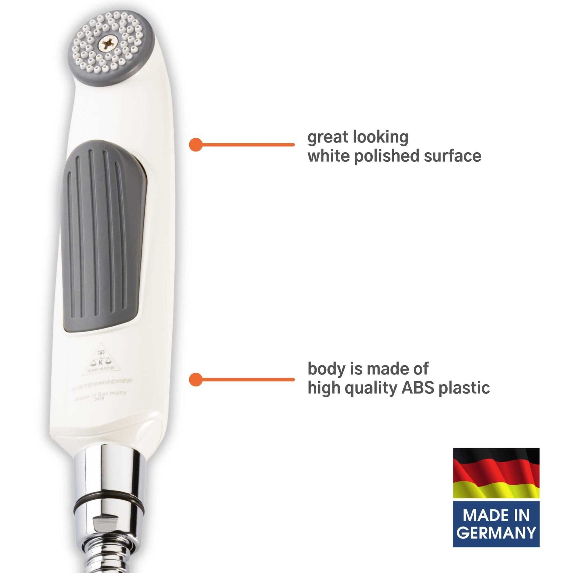 Kistenmacher Deluxe White, complete with Bidet handle and 100 cm flexible metal hose, Made in Germany - Deluxe Electricals