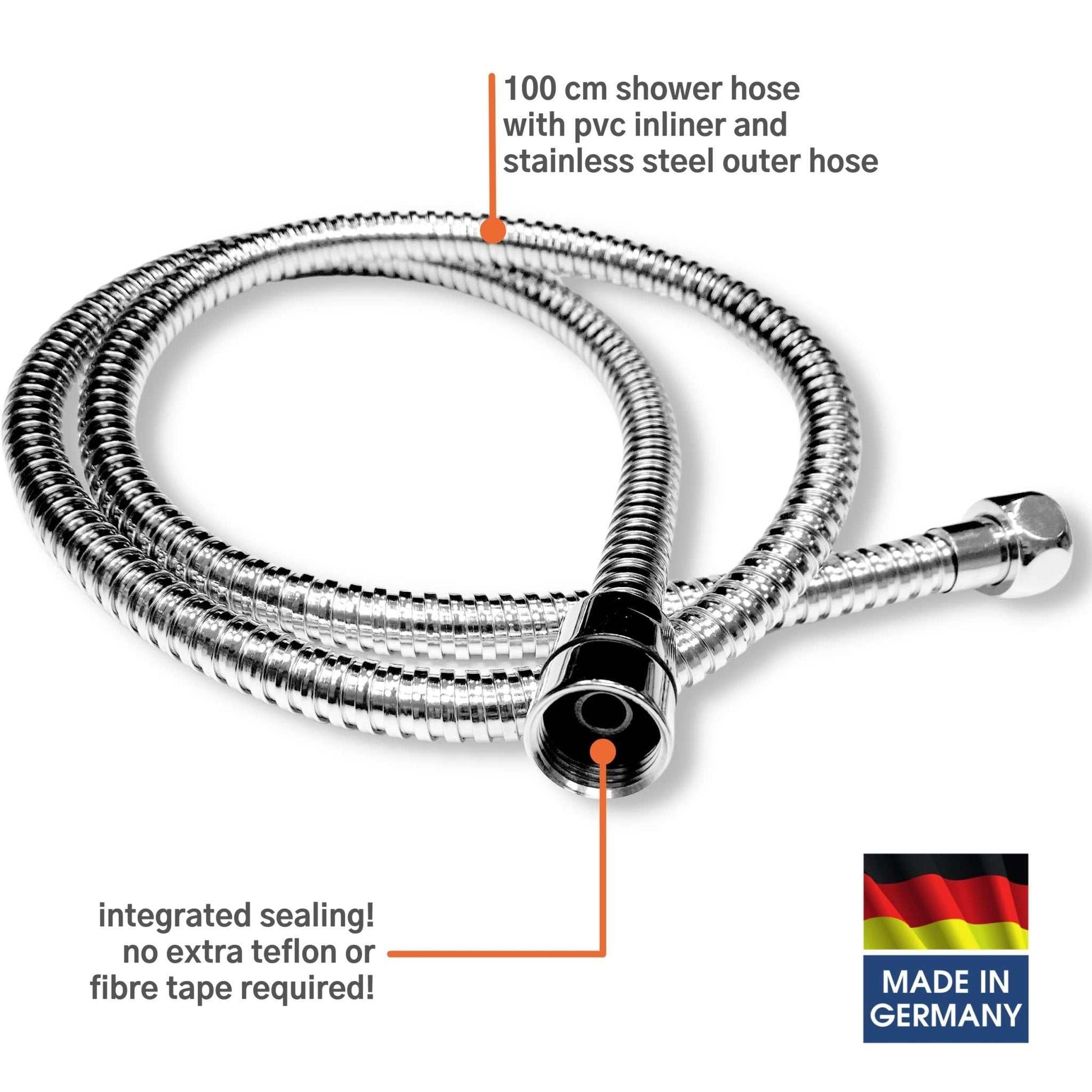 Kistenmacher Deluxe White, complete with Bidet handle and 100 cm flexible metal hose, Made in Germany - Deluxe Electricals