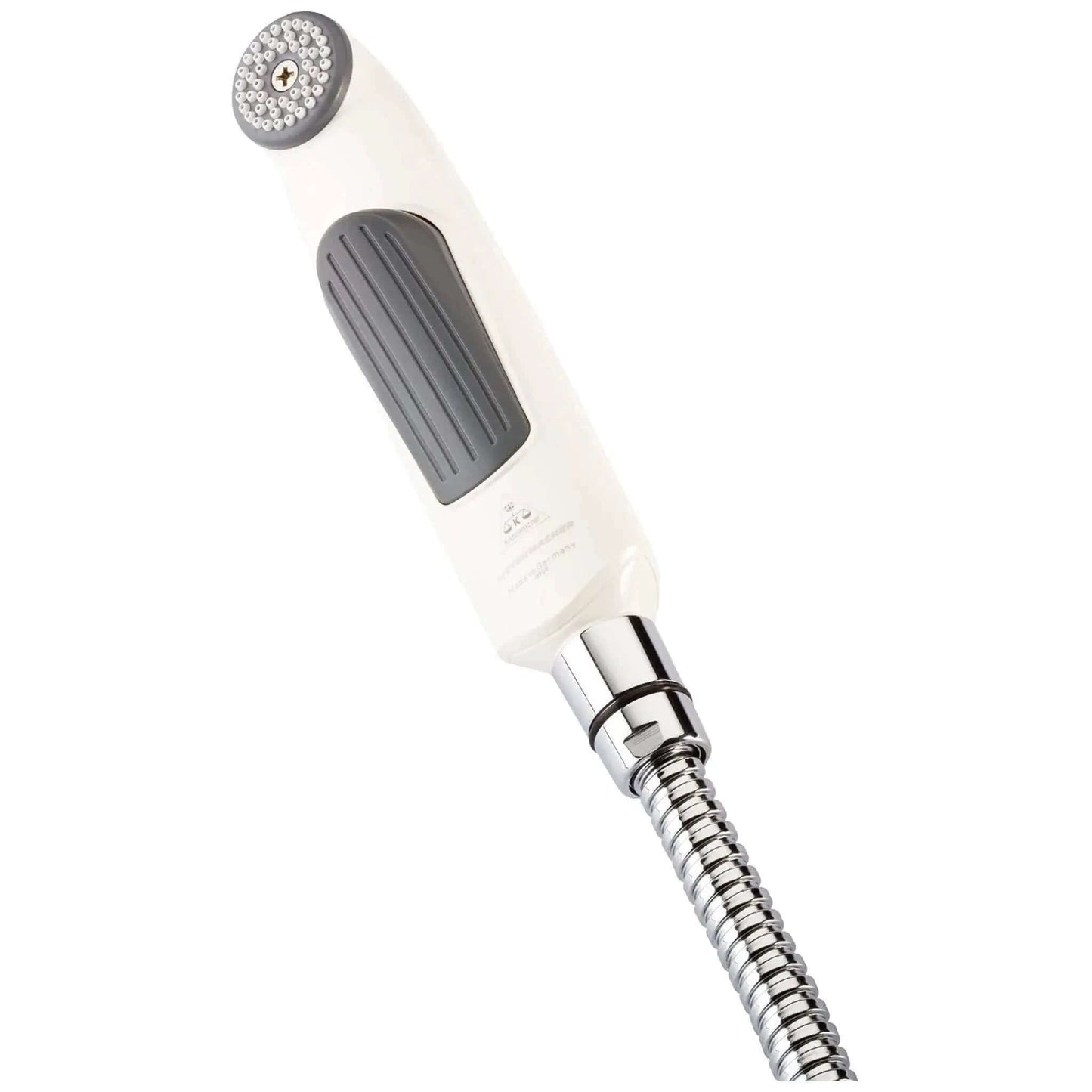 Kistenmacher Deluxe White bidet spray with gray grip and chrome 100 cm hose