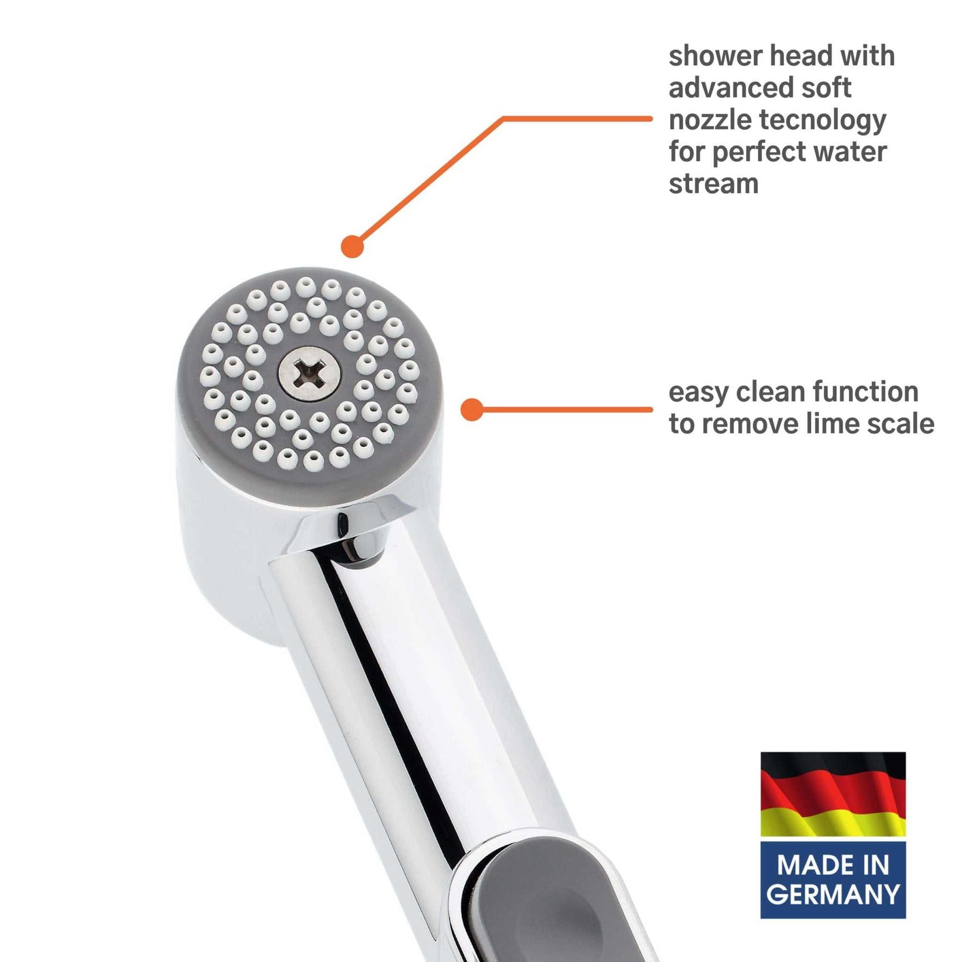 Kistenmacher Shattaf-Set Classic chrome, complete set with bidet handle, 100 cm bidet hose and wall holder - Deluxe Electricals