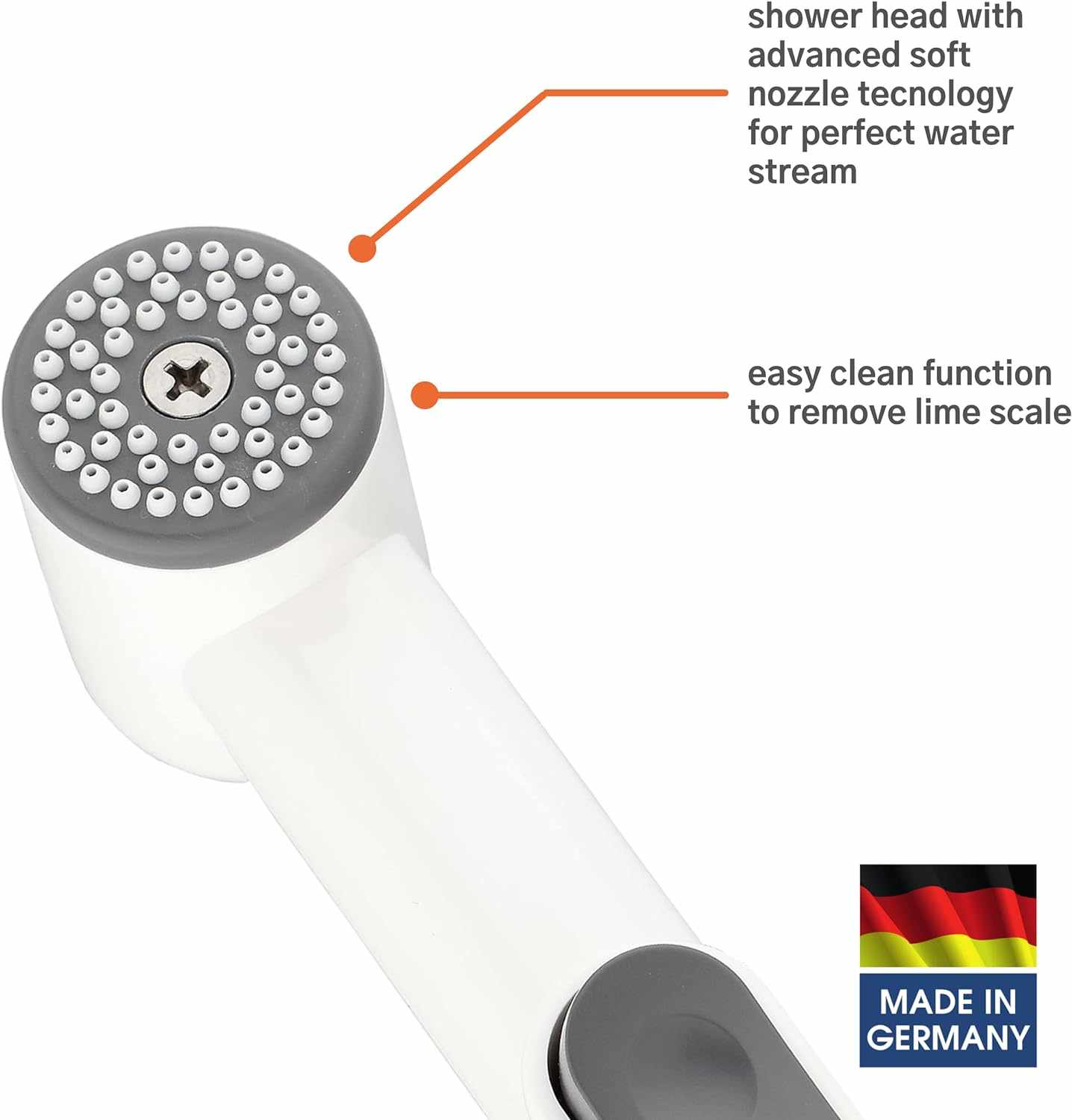 Kistenmacher Shattaf Toilet Spray Classic, White, Set with bidet handle, 100 cm flexible hose and wall holder - Deluxe Electricals
