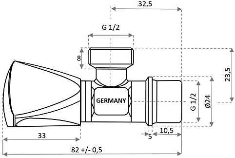 Kistenamacher Angle Valve 1/2" x 1/2", 5630 G0 0220, Made in Germany - Deluxe Electricals