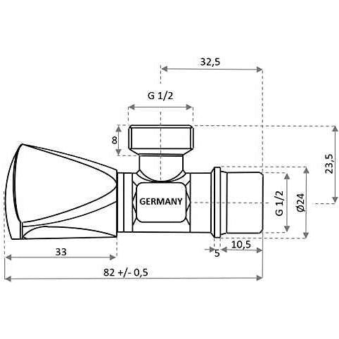 Kistenamacher Angle Valve 1/2" x 1/2", 5630 G0 0220, Made in Germany - Deluxe Electricals