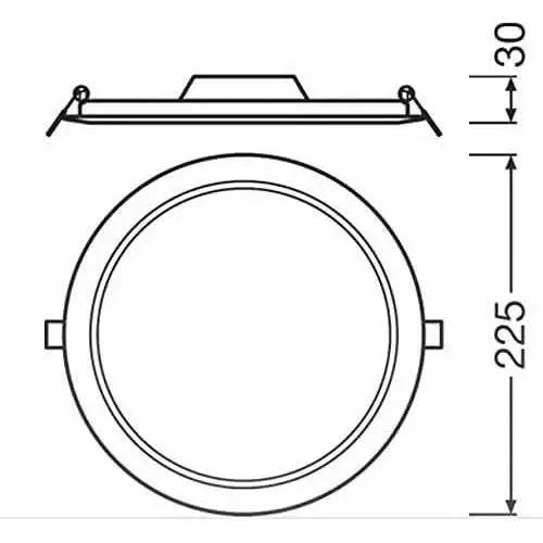 Ledvance LED Value Slim Round Downlight, 18W, 8-inch (225mm), white ceiling fixture with spring clips