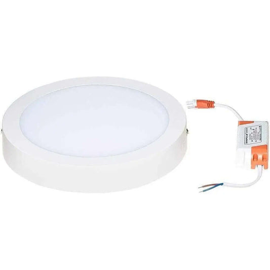 Max Round Surface LED Ceiling Panel Light, 8in, white, with visible driver
