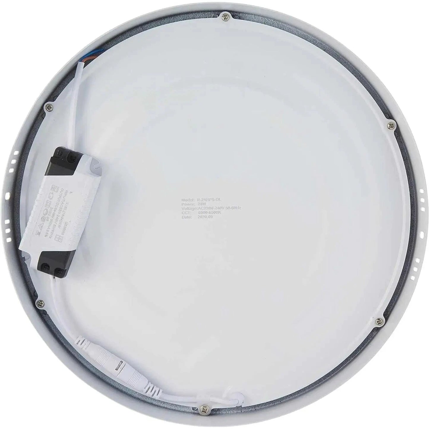 Max Round Surface LED Ceiling Panel Light, 10in, 30W, white; round panel with side-mounted driver visible.