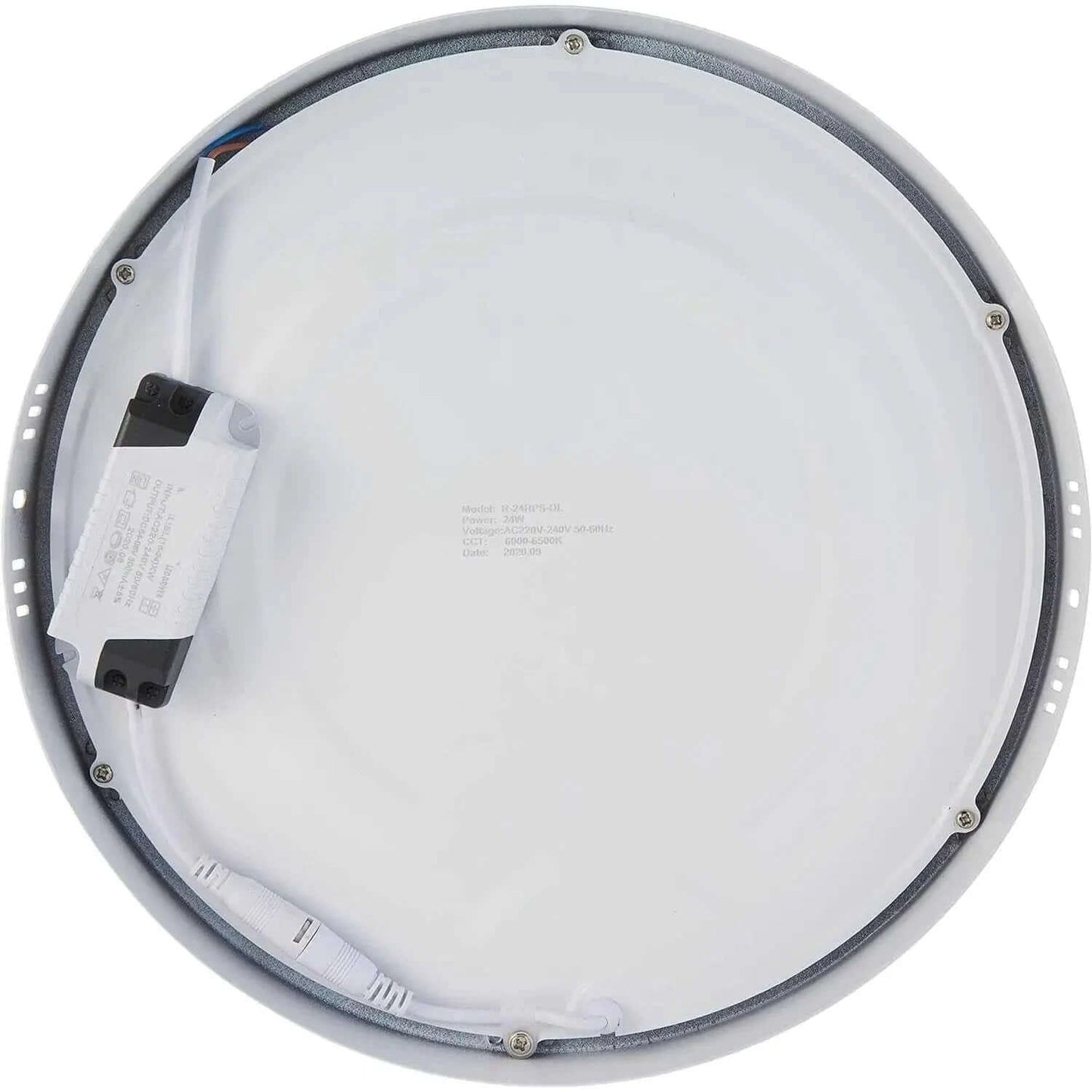 Max Round Surface LED Ceiling Panel Light, 10in, 30W, white; round panel with side-mounted driver visible.