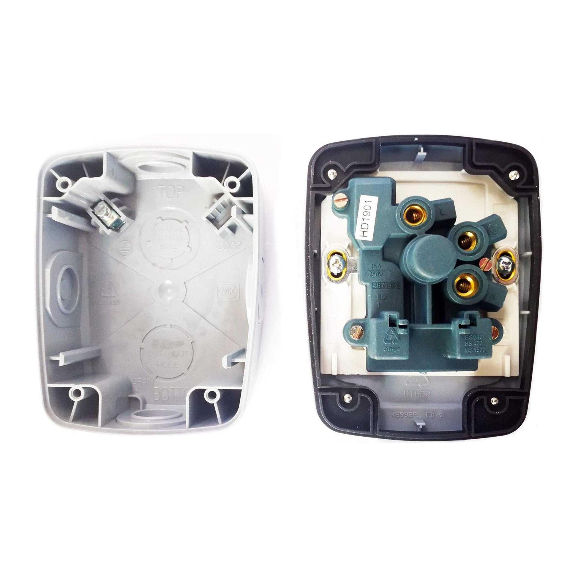 MK MASTERSEAL - 86893GRY - 15 Amps Switched Socket Outlet - Deluxe Electricals