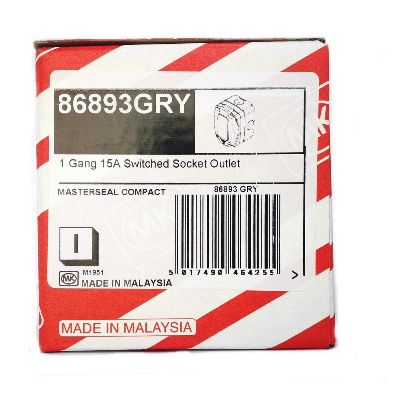 MK MASTERSEAL - 86893GRY - 15 Amps Switched Socket Outlet - Deluxe Electricals