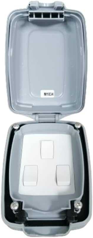 Mk Weather Proof Electric Masterseal Compact With 3 Gang 2 Way Switch 86403GRY - Deluxe Electricals