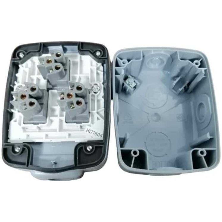 Mk  Weather Proof Electric Masterseal Compact With 3 Gang 2 Way Switch 86403GRY - Deluxe Electricals