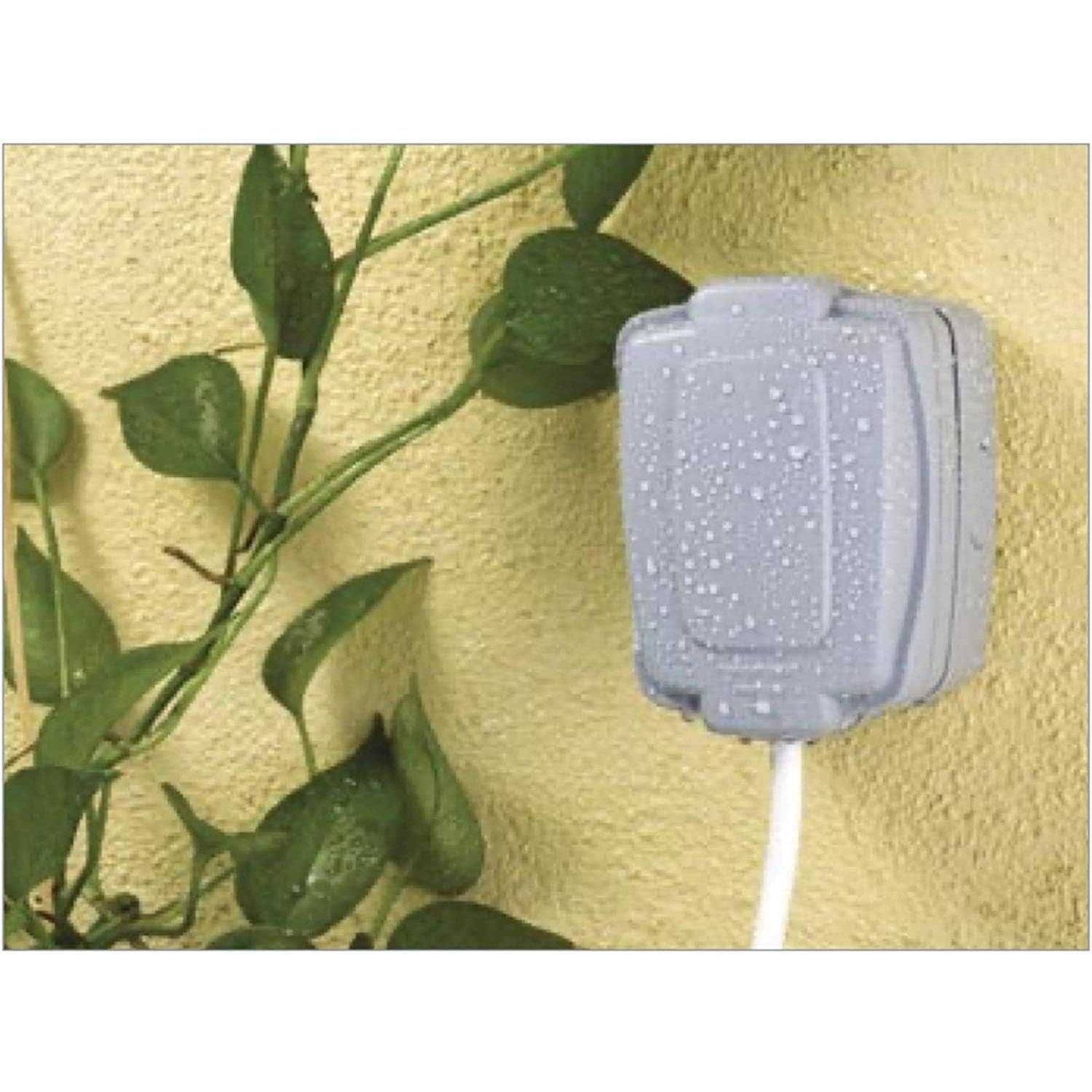 Mk  Weather Proof Electric Masterseal Compact With 3 Gang 2 Way Switch 86403GRY - Deluxe Electricals