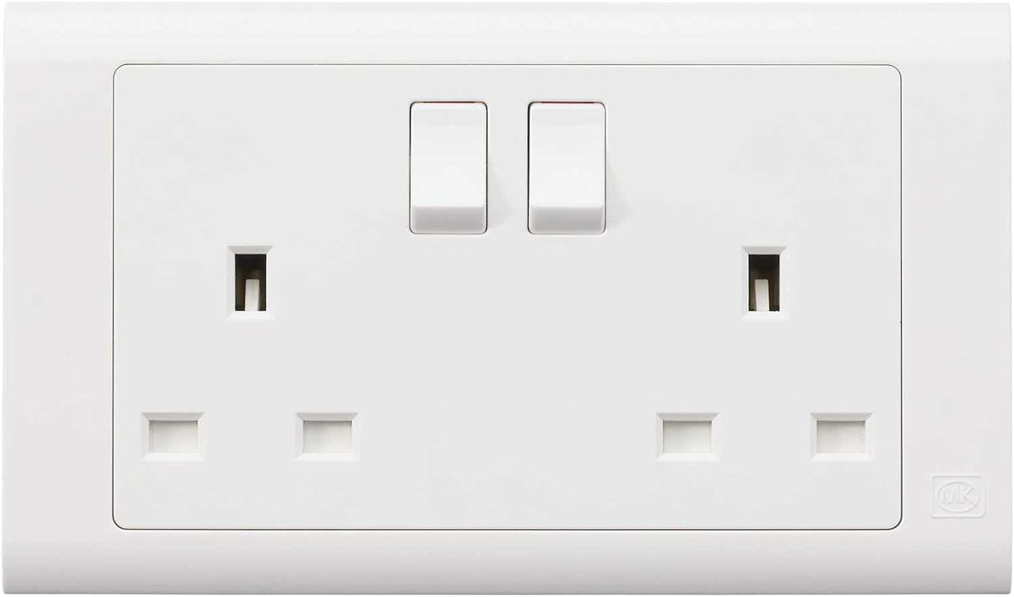 MK Electric Switched Socket 2G 13A Essential MV2747WHI - Deluxe Electricals
