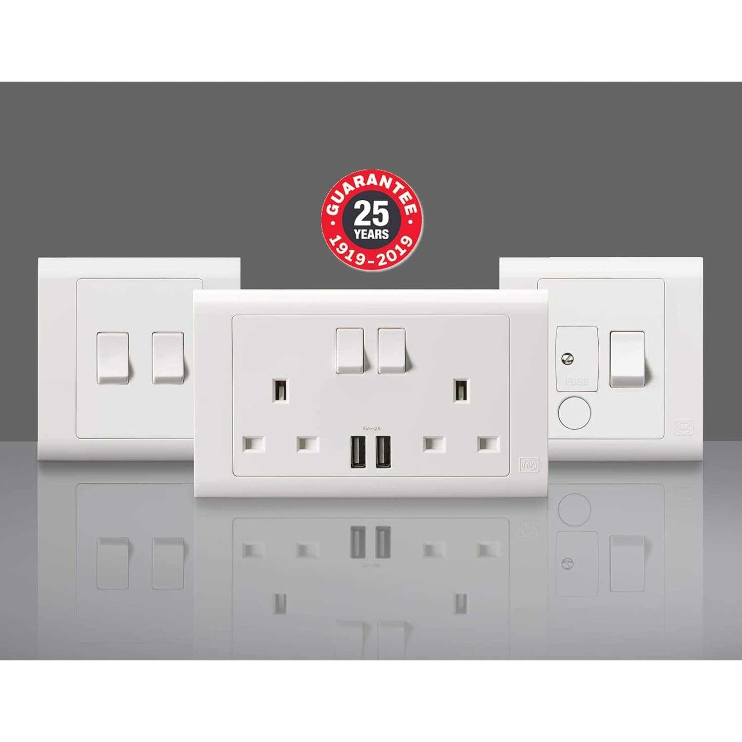 MK Electric Switched Socket 2G 13A Essential MV2747WHI - Deluxe Electricals