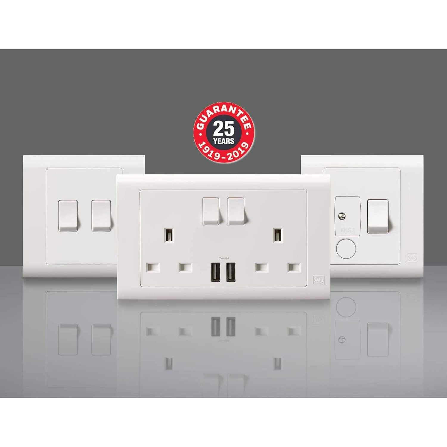 MK Essentials 13A 1G SP Switched Socket ,White MV2757WHI - Deluxe Electricals