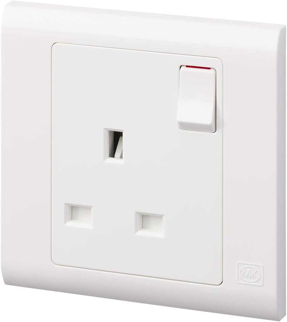 MK Essentials 13A 1G SP Switched Socket ,White MV2757WHI - Deluxe Electricals